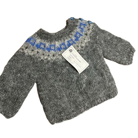 The Handknitting Association Of Iceland Knit Jumper 6-9 Months Wool Sweater Grey - Picture 1 of 8